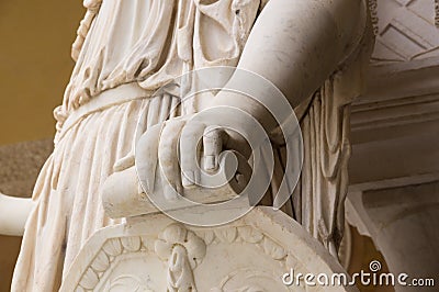 Historic buildings and monuments of Seville, Spain. hands. Statue. Marble Editorial Stock Photo