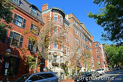 Historic Buildings on Beacon Hill, Boston, USA Editorial Stock Photo