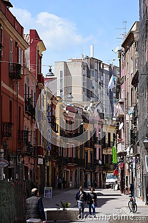 Historic Buildings, Quartiere Villanova, Cagliari, Sardinia, Italy Editorial Stock Photo