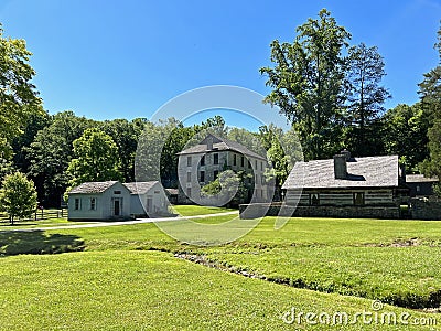 1800 Historic Buildings in Spring Mill State Park Stock Photo