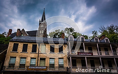 Historic buildings and St. Peter's Roman Catholic Church in Harp Editorial Stock Photo