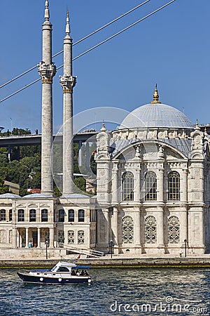 Picturesque Buyuk mecidiye cami in Marmara strait. Istanbul, Turkey Stock Photo