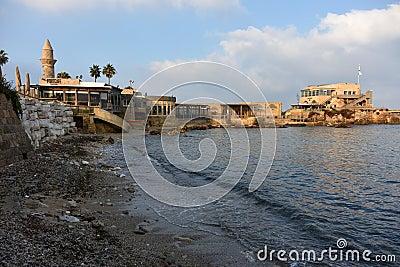 Historic Caesarea Maritima Harbor, Israel Editorial Stock Photo