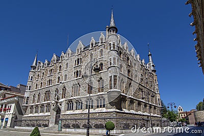 Historic Casa de los Botines building in Leon, Spain, designed b Editorial Stock Photo