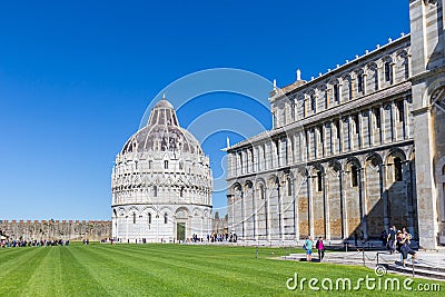 Historic cathedral and baptistry in Pisa Editorial Stock Photo