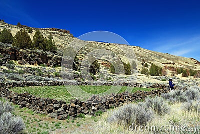 Historic Cemetery from Modoc War below Gillem Bluff, Lava Beds National Monument, Tule Lake, California, USA Editorial Stock Photo