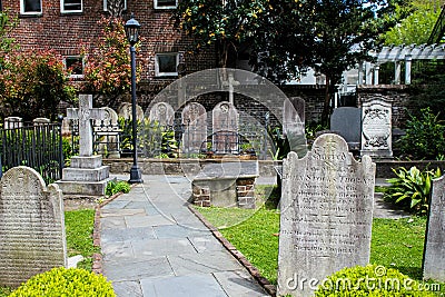 Historic Cemetery at St. Michael's Church, Charleston, SC. Editorial Stock Photo