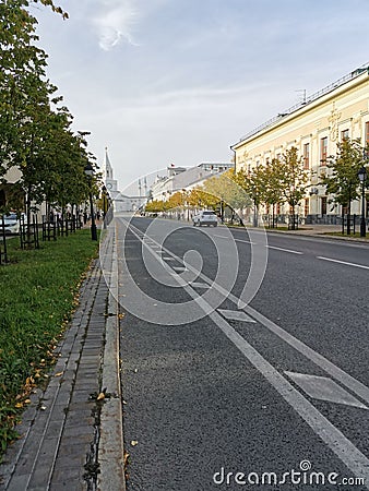 The historic center of Kazan, Kremlin Street, in the background are the Church and Kul Sharif Stock Photo
