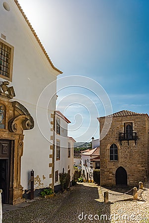 Historic center of Obidos medieval town, attraction of Portugal Stock Photo