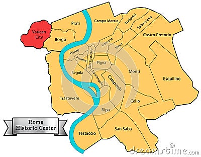 Historic center Rome map Stock Photo