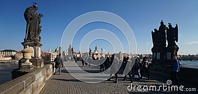 Historic Charles Bridge in Prague, Czech Republic Editorial Stock Photo