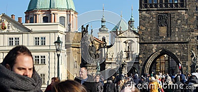 Historic Charles Bridge in Prague, Czech Republic Editorial Stock Photo