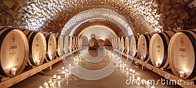 Historic chateau wine cellar timeless elegance for sophisticated heritage wine ad Stock Photo