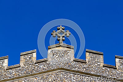 Rose cross on the roof of St Maryâ€™s Church in Stock Photo