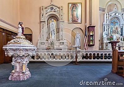 Historic church devotional area Stock Photo