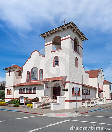 Historic church in Fort Bragg, California Editorial Stock Photo