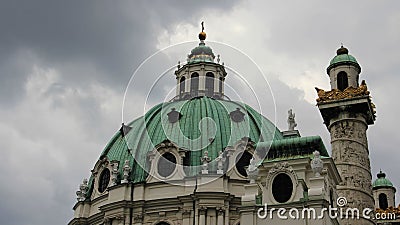 Historic Church Of St.Charles With Rain Clouds Stock Photo