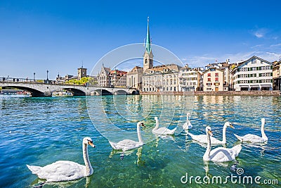 Historic city of Zurich with river Limmat, Switzerland Stock Photo