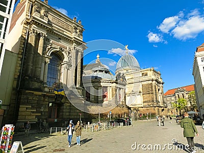 Historic and classic back entrance of the academy of fine arts in Dresden, Germany Editorial Stock Photo