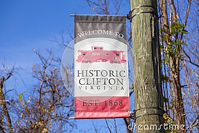Historic Clifton, established in 1862, is a small picturesque town in Fairfax county Editorial Stock Photo
