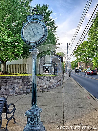 Historic clock doylestown PA Editorial Stock Photo