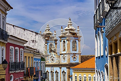 Historic colorful buildings and baroque churches Stock Photo