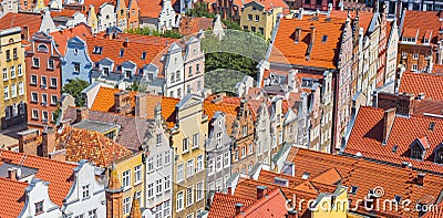 Historic colorful facades at the Long Market square in Gdansk Stock Photo