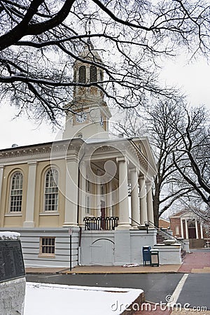 Historic courthouse in Old Town Warrenton in winter, Warrenton Virginia Stock Photo