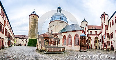 Historic courtyard of famous fortress Marienberg in Wurzburg, Bavaria, Germany Stock Photo