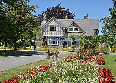 Historic Curator`s House in The Christchurch Botanic Gardens Stock Photo