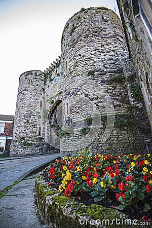 The historic defensive gateway in the famous ancient town of Rye in East Sussex, England Editorial Stock Photo