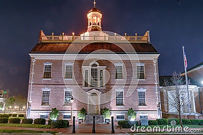 Historic Delaware State House at Night Stock Photo