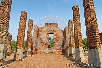 Historic destroyed temple in World Heritage city, Ayuddhaya Stock Photo