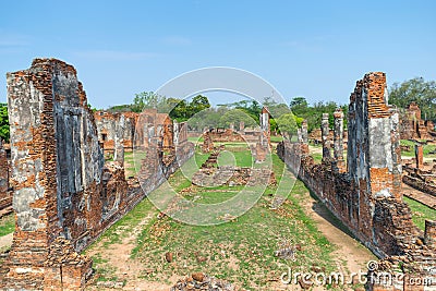 Historic destroyed temple in World Heritage city, Ayuddhaya Stock Photo