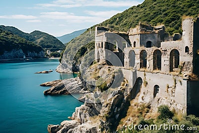 Historic Discovery - Exploring Porto Venere's Ancient Seascape. Generative by Ai Stock Photo