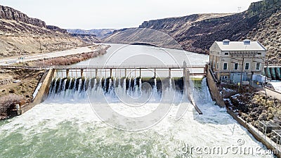 Historic Diversion Dam on the Boise River Stock Photo