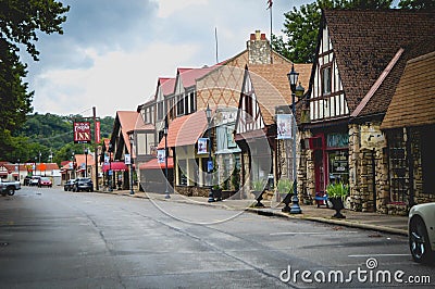 Historic downtown Branson businesses on street Editorial Stock Photo