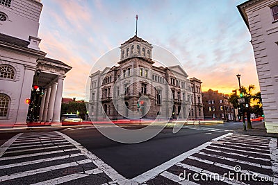 Historic Downtown Charleston South Carolina at Night Stock Photo