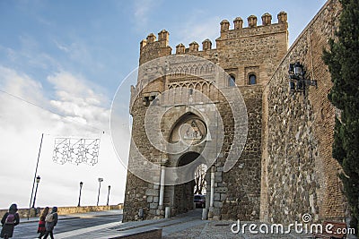 Historic entrance gate to the city of Toledo Spain Editorial Stock Photo
