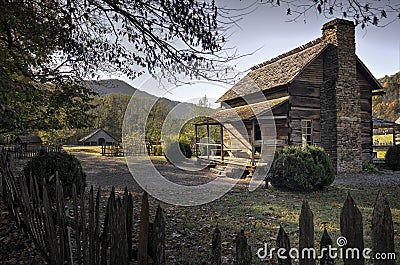 Oconaluftee Mountain Farm Museum Great Smoky Mountains National Stock Photo