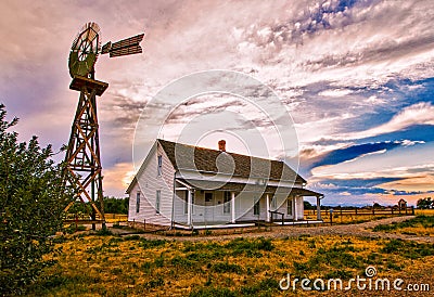 Historic Farmhouse at 17 Mile Farm Park Stock Photo