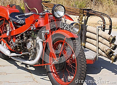 Historic fire brigade motor bike Editorial Stock Photo