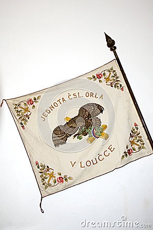 The historic flag of Czech Orel Organization Stock Photo