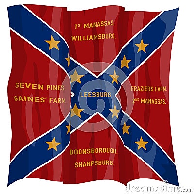 Historic Flag. US Civil War 1860`s. Confederate Battle Flag Cartoon Illustration