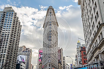 Historic Flatiron Building, Triangular 22 Story Steel Framed Landmark in Manhattan, New York City, USA Editorial Stock Photo