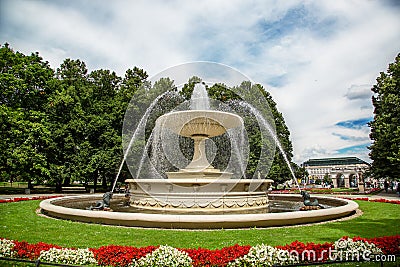 Historic fountain in Saski park Stock Photo