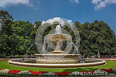 Historic fountain in Saski park, Warsaw Editorial Stock Photo