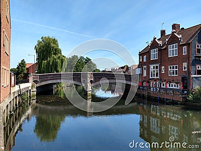 Fye Bridge and Ribs of Beef Pub, Norwich, Norfolk, England Editorial Stock Photo