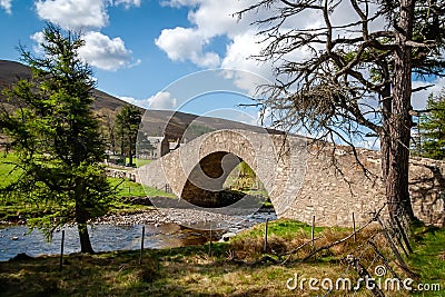 The historic Gairnshiel Bridge in Aberdeenshire. Stock Photo