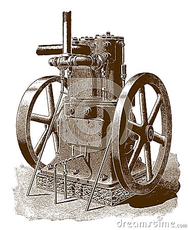 Historical gas engine Vector Illustration